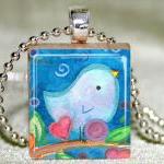 Bluebird Scrabble Pendant w..