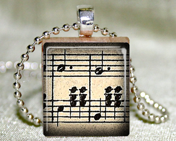 Waltz Music Scrabble Pendant with Necklace and Matching Gift Tin