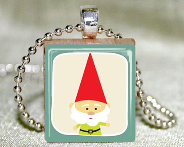 Garden Gnome Scrabble Pendant with Necklace and Matching Gift Tin