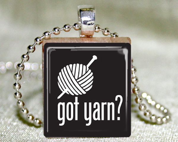 Got Yarn Scrabble Pendant with Necklace and Matching Gift TIn