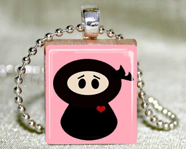 Lil Ninja Scrabble Pendant with Necklace and Matching Gift Tin