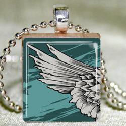 Angel Wing Scrabble Pendant with Necklace and Matching GIft Tin